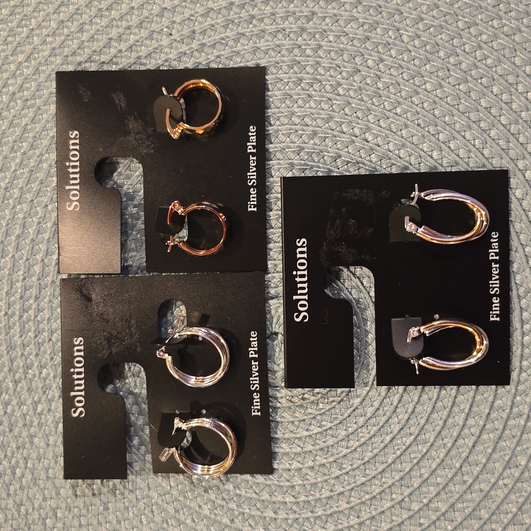 Solutions Brand Womens Silvertone And Goldtone Pierced Earrings Bundle Of 3 Pair
